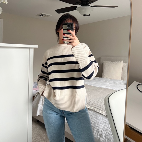 Zara Sweaters - Zara Striped Knit Sweater - Cream and Black